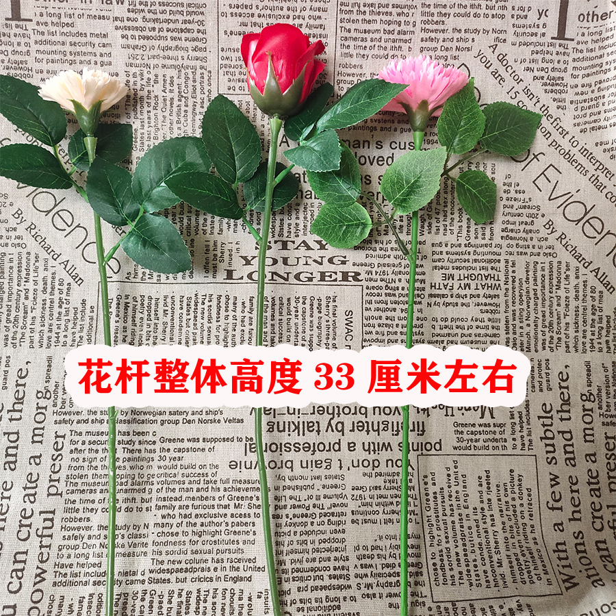 2号带叶子花杆通用杆香皂花花头专用扁平花杆铁丝杆仿真花diy花杆