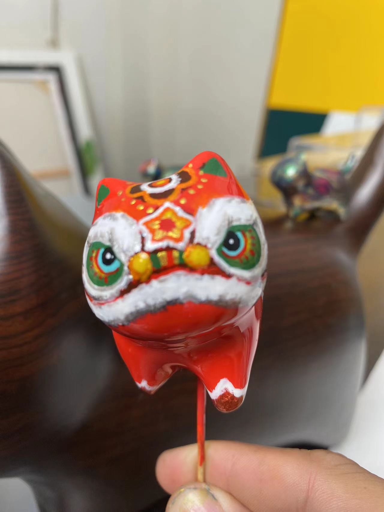 【手绘中猫】一只自信的中猫先生10cm檀木飘漆工艺 一物一拍