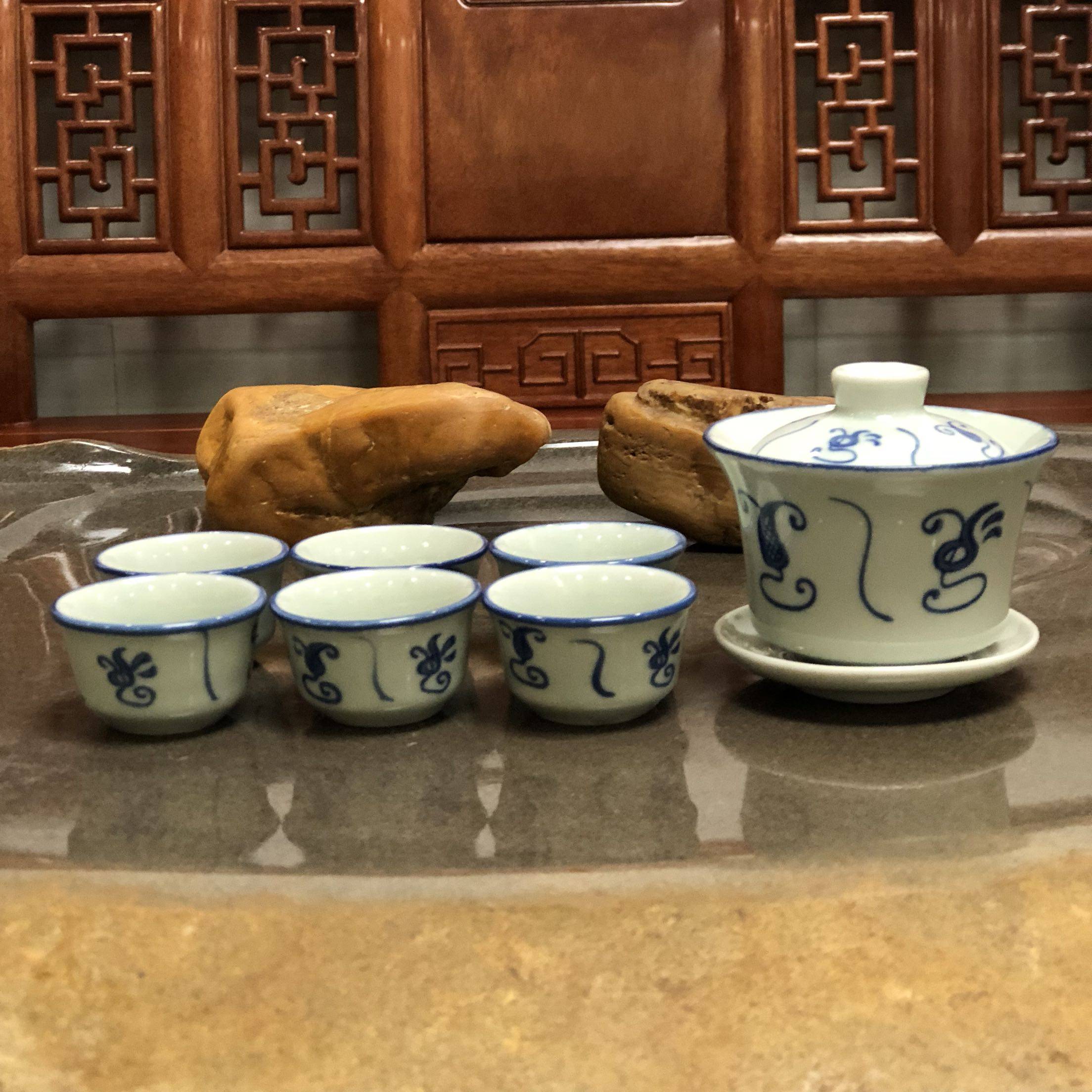 加厚葵斗茶具套装青花瓷盖碗茶杯覆古功夫泡茶壶家用覆古促销包邮,餐饮具,功夫茶具,淘宝优惠券,粉丝福利购,淘宝优惠卷