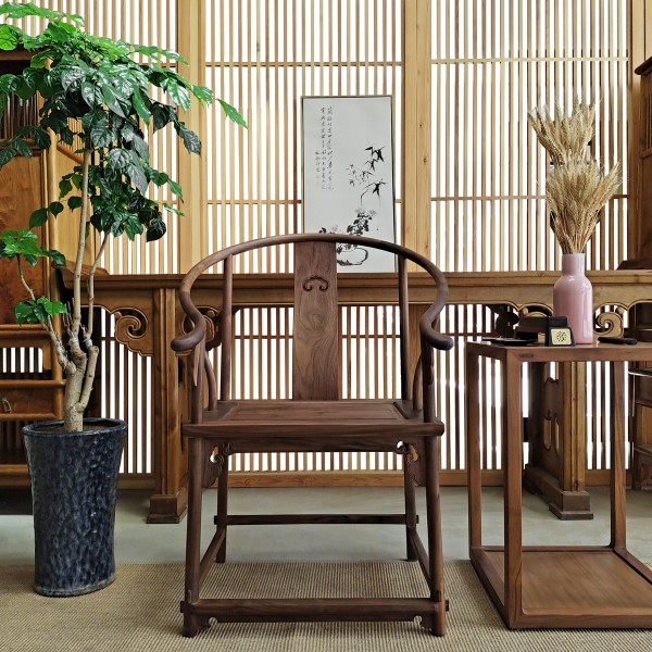 黑胡桃圈椅中式实木明清太师椅卯圈椅