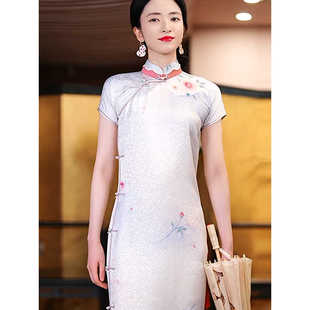 复古日记2024春夏新中式 气质国风改良旗袍桑蚕丝女连衣裙24BL2071