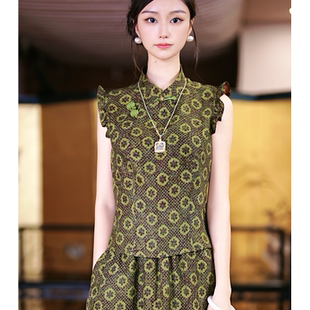 复古日记“宝相生辉”100桑蚕丝红云纱罗宝相花国风套装25FAT019