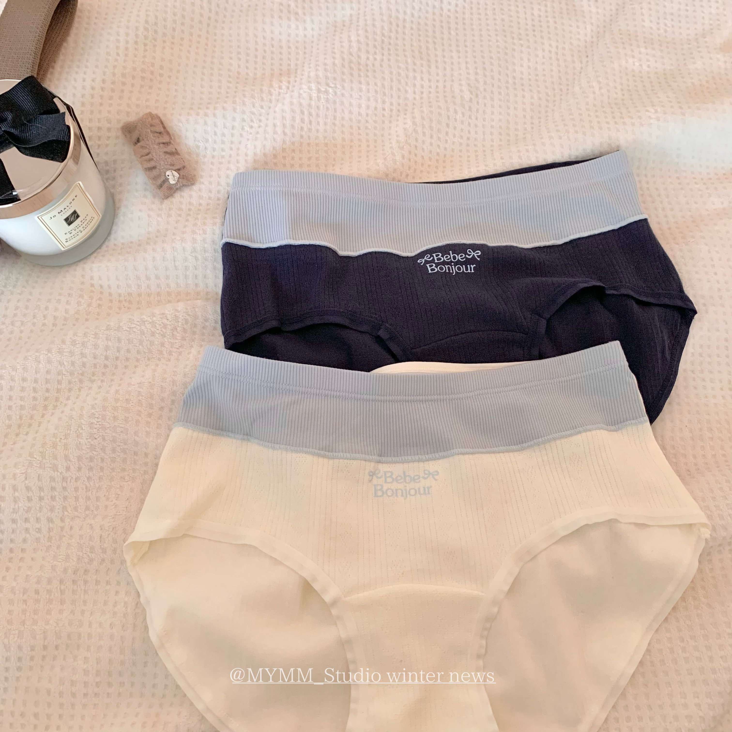 12/8 20:00 miu系少女 A类纯棉撞色字母蝴蝶结甜美中腰内裤