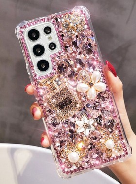 适用于三星GalaxyS23手机壳S24女A30s带钻S22奢华Note20满钻S21全包防摔S22ultra水钻S21fe潮牌S23外壳