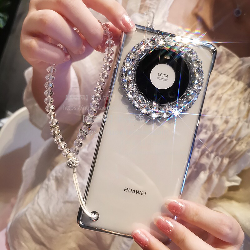 适用华为mate40手机壳m60带钻女款mate40pro个性创意高端奢华水晶宝石镶钻mate40e高级感网红透明保护套新款