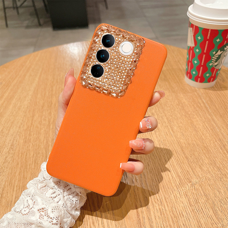 适用于vivoS17手机壳s18新款vivoX100女款软壳S16E素皮满钻Y77e摄像头s16pro手机壳硅胶防摔创意全包保护套