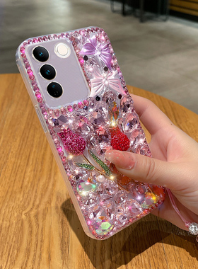 适用于vivoS16壳X100女S18水钻S17t新款Y100闪钻S15E奢华S16E玫瑰花S10满钻S15全包Y52s防摔y33s网红Y77软壳