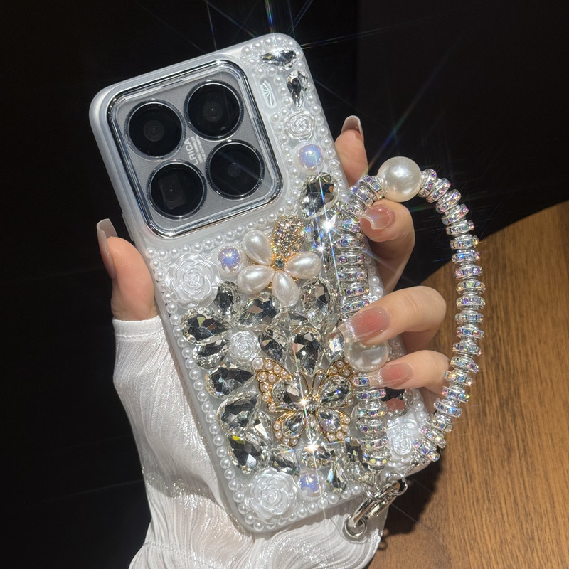 全包镜头水钻蝴蝶适用小米15红米note12Turbo闪钻14水钻13新款12手机壳11Pro软壳K80/70/60/50/40外壳高级感