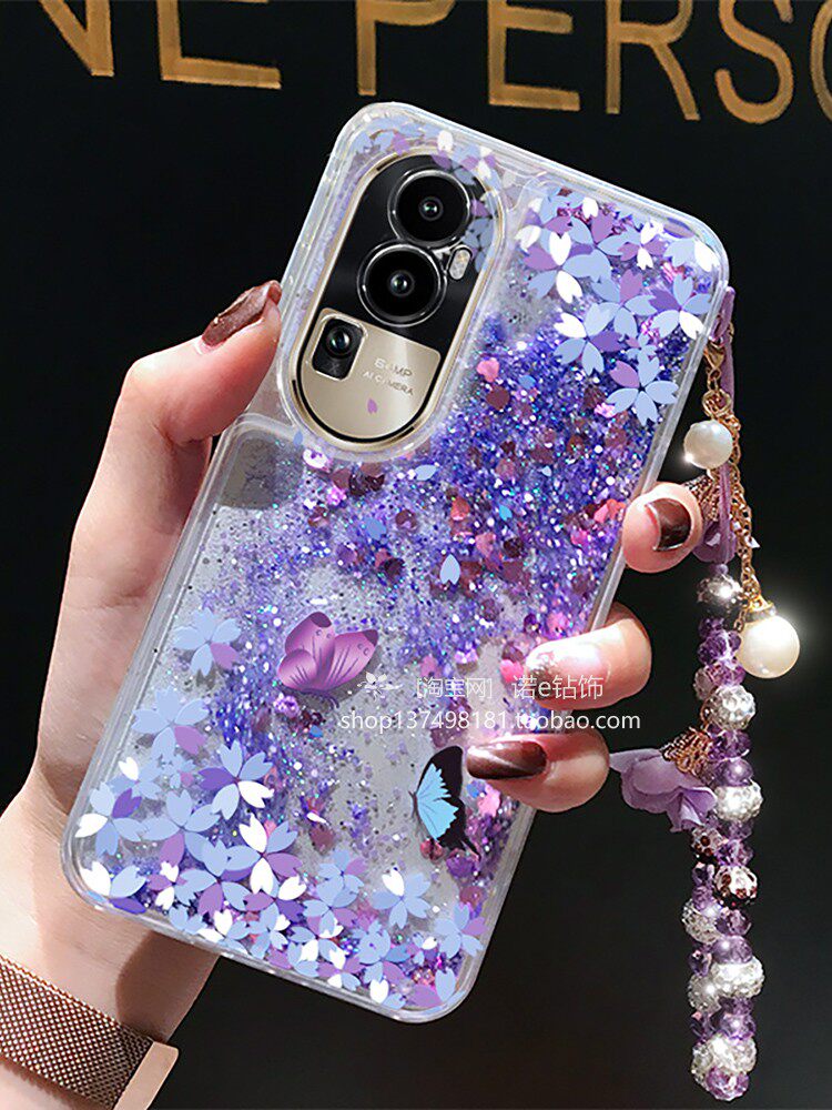 适用于oppoReno10壳9女款8pro闪粉A3pro液体流沙A2新款7se个性6pro创意5K硅胶4SE全包3元气版防摔2Z液态