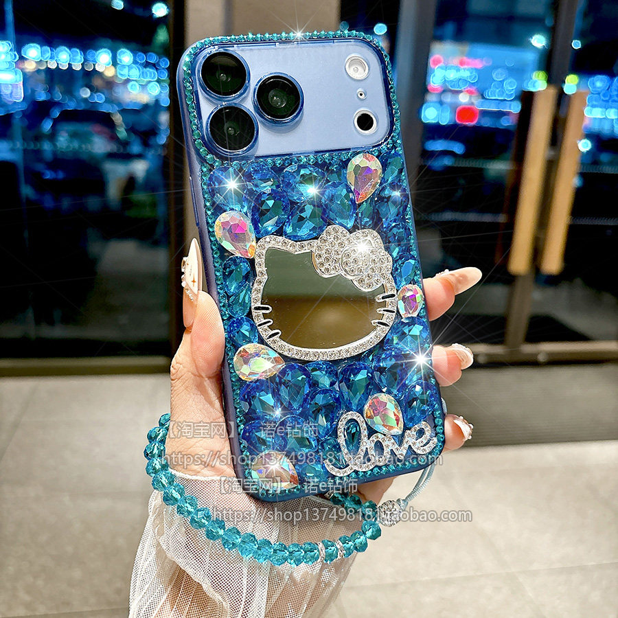 适用苹果17手机壳17promax奢华水钻15plus全包镜头iPhone16保护套闪钻14美妆镜13mini高级感11防摔12promax女