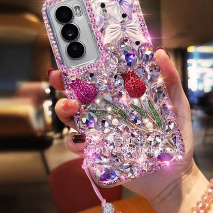 适用于oppoReno12手机壳A3活力版14女K12X新款8se闪钻10pro满钻A3pro玫瑰花A2m镶钻A1X全包9防摔8闪钻7尚软壳