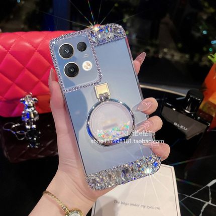 适用于oppoReno11手机壳10闪钻Reno9女款A5活力版满钻Reno8透明壳5带钻7流沙支架Reno6全包边防摔Reno9Pro+