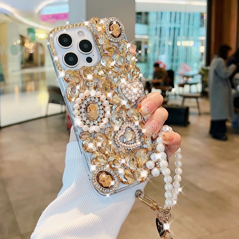 奢华镶钻适用于苹果16promax手机壳新款2025网红爆款iPhone15pro女士高端挂链14高级感13全包防摔12Pro保护套