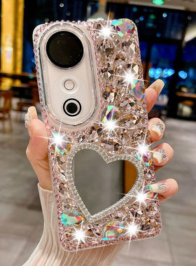 适用于vivoS19手机壳S20带钻X200s全包防摔S18E奢华满钻X300女款S17创意Y100美妆镜Y300pro+个性镶钻X90壳s18