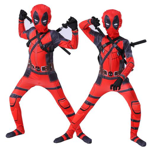 Deadpool死侍连体紧身衣 万圣节服装儿童死侍cosplay服装成人套装