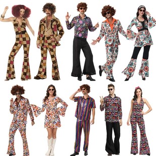 万圣节服装欧美歌手男女情侣复古怀旧70 80年代迪斯科表演COS衣服