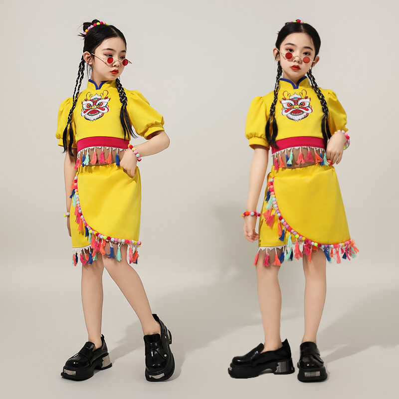 六一儿童国风演出服中国福娃少年郎福娃闹春国学诵读女童舞蹈服