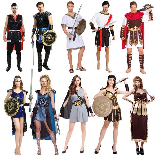 万圣节古希腊服装成人男女古罗马武士战士斯巴达勇士角斗士演出服