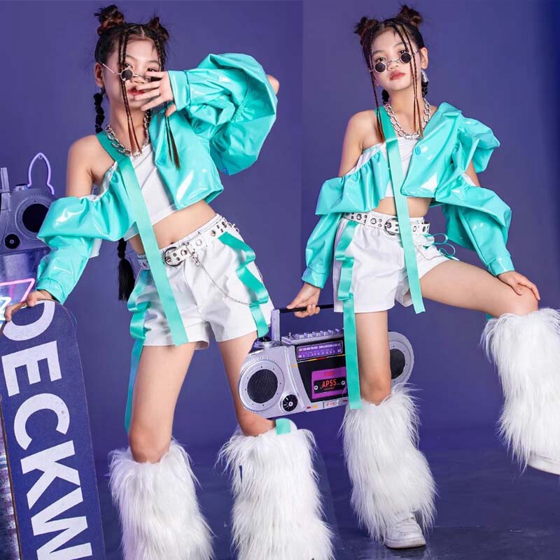 儿童时髦爵士舞服装女童模特t台走秀演出服套装少儿潮酷衣服女团