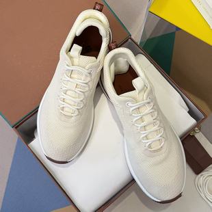 高端男鞋LP新款网面牛皮运动休闲鞋厚底系带慢跑鞋飞织透气单鞋潮