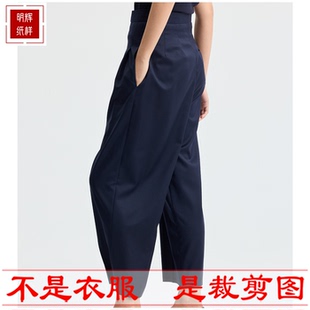 明辉纸样春秋新款女宽腿裤装裁剪样板DIY缝纫做衣服图纸25106