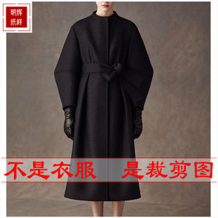 明辉纸样新款秋冬时尚设计女大衣样板修身工业裁剪图纸23336
