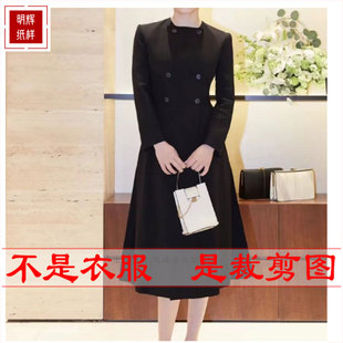 明辉纸样新款秋冬时尚女士修身风衣样板DIY缝纫设计裁剪图纸23075