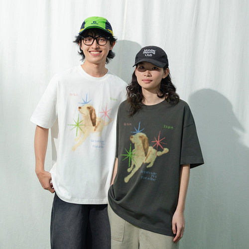 小众个性狗狗图案打底衫tee夏季