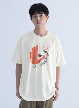 Mentmate 25ss Falling down 原创设计印花圆领短袖夏季百搭T恤衫