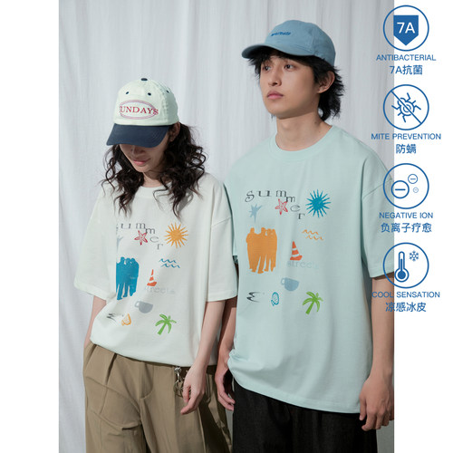 个性图案圆领休闲tee百搭通勤夏