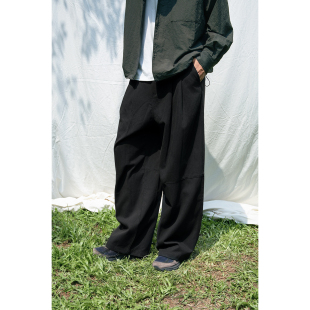 男直筒百搭纯色长裤 Mentmate 裤 松弛感拼接宽松中性黑色西装 25AW