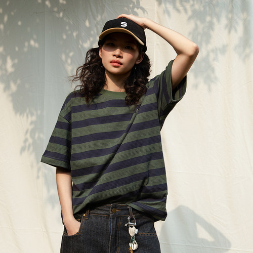 复古基础百搭BF休闲圆领打底tee