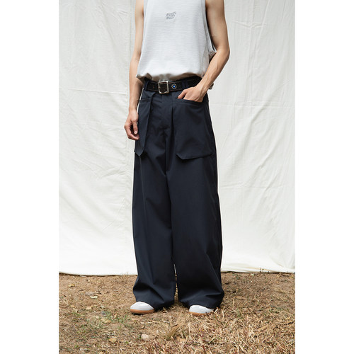 极简风复古慵懒感靛蓝工装长裤