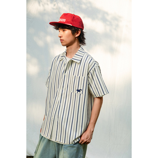 Mentmate 小众oldschool复古竖条纹衬衫 男女情侣百搭短袖 夏 25SS