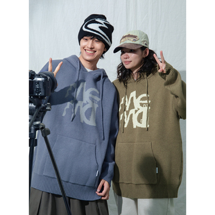 25AW 男女款 秋冬韩版 连帽针织卫衣 宽松套头毛衣 中长款 Mentmate