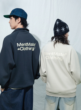 Mentmate 25AW 秋冬高级感logo翻领套头卫衣男加绒挺阔宽松BF上衣