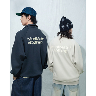 Mentmate 秋冬高级感logo翻领套头卫衣男加绒挺阔宽松BF上衣 25AW