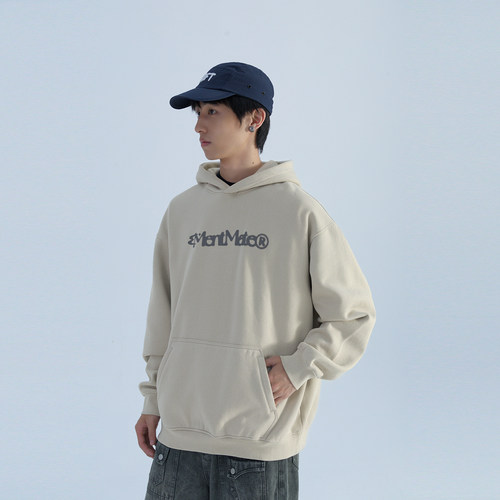 简约百搭休闲通勤连帽印花卫衣男