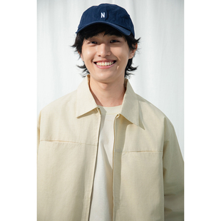 男 棉麻本色奶白极简风拉链衬衫 宽松挺阔衬衣外套 26SS Mentmate