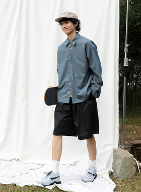 Mentmate 25SS 春夏缎面纯色长袖衬衫男 慵懒宽松BF百搭衬衣外套