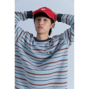 打底T恤衫 复古撞色条纹长袖 男街头休闲上衣内搭 秋冬美式 Mentmate