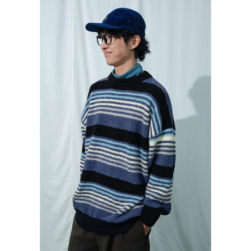 秋冬保暖内搭套头针织衫条纹毛衣