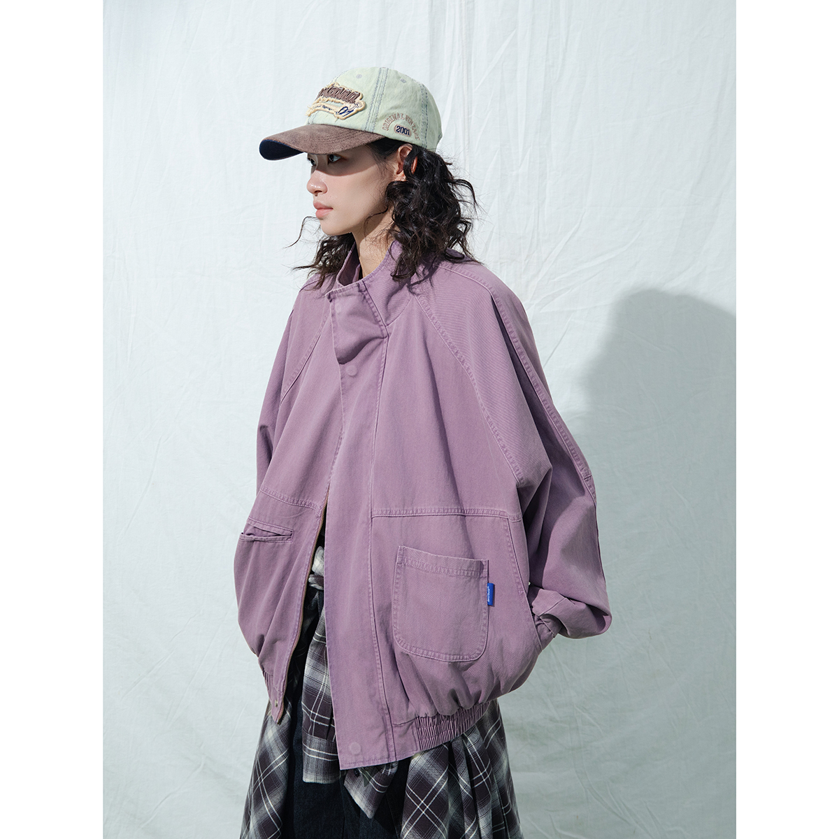 纯色百搭宽松街头松弛立领风衣男