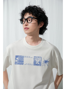 Mentmate 26SS 小众蓝色系插画tee 男女休闲简约T恤短袖夏 蒙马特