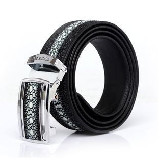 泰国正宗 休闲款 大珠公珍珠鱼皮 男士 真皮皮带 魔鬼鱼腰带 新款