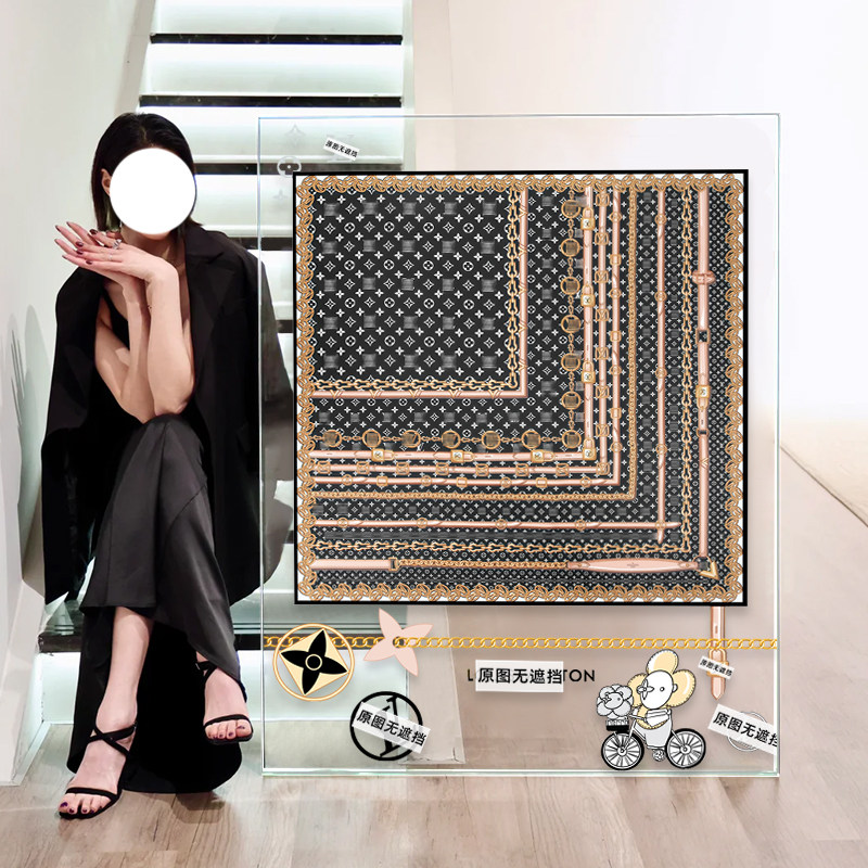 奢侈品店高级感亚克力框丝巾装裱挂画美容院服装店走廊轻奢装饰画
