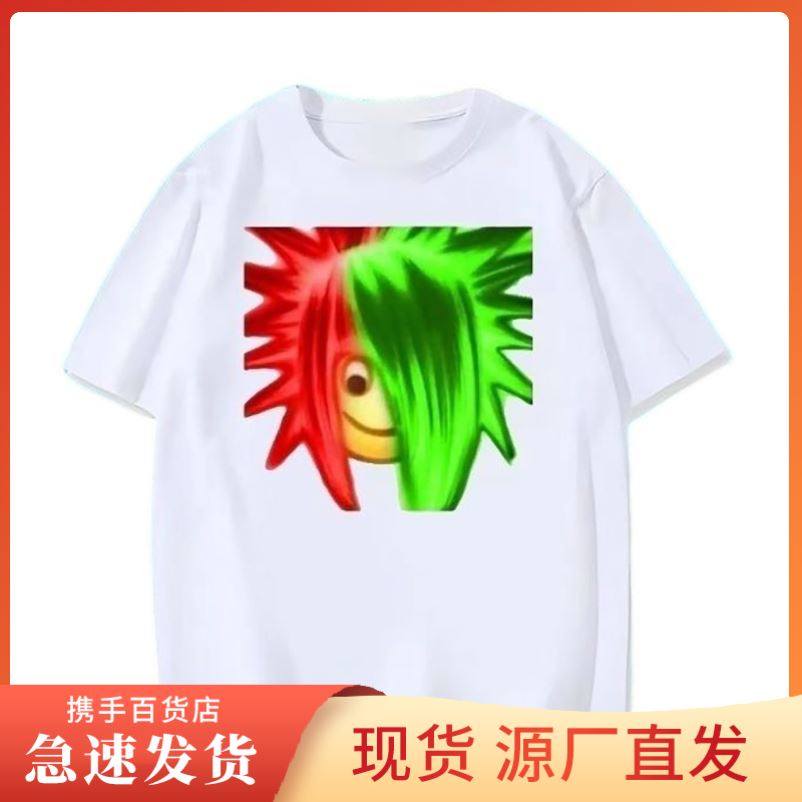 头发体恤潮非主流葬爱家族杀马特服装小黄班服恶搞抽象蓝色t恤