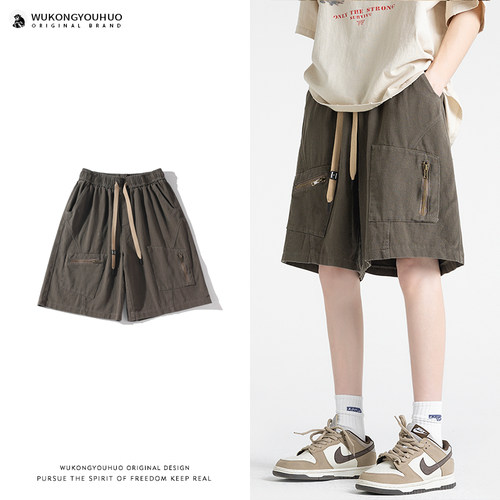 复古日系多口袋工装短裤男款夏季