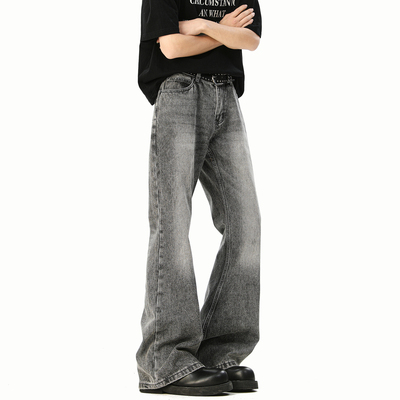 美式做旧水洗cleanfit直筒牛仔裤