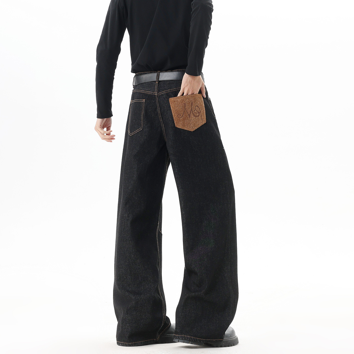 悟空有货潮牌美式贴布丹宁直筒牛仔裤男复古宽松cleanfit百搭长裤,男装,牛仔裤,淘宝优惠券,粉丝福利购,淘宝优惠卷